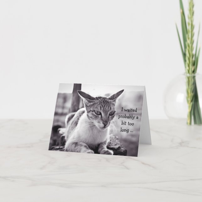 Happy Birthday Card (belated): Waiting Cat (Front)