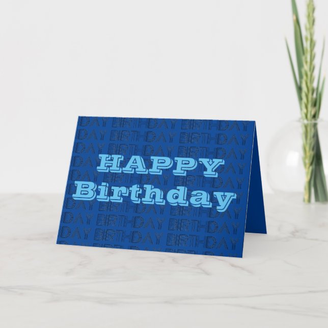 Happy Birthday Card Blue geometric design (Front)