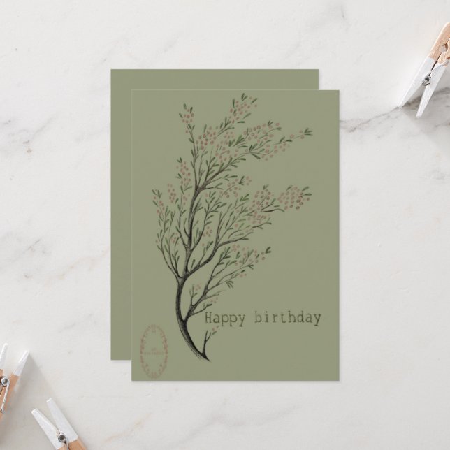 happy birthday card botanical (Front/Back In Situ)