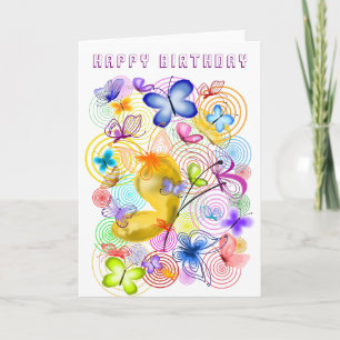 Happy Birthday Card Butterflies Spring Joy