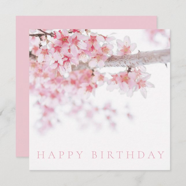 HAPPY BIRTHDAY CARD : CHERRY BLOSSOMS (Front/Back)