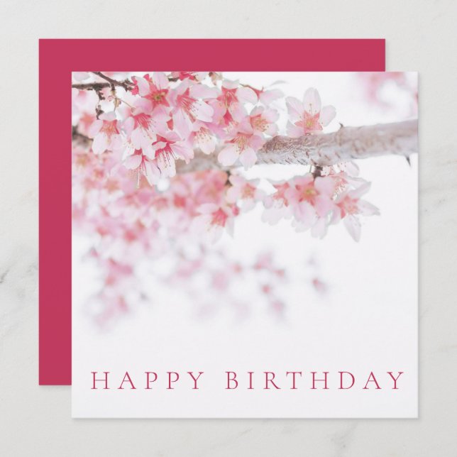 HAPPY BIRTHDAY CARD : CHERRY BLOSSOMS (Front/Back)