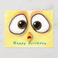 Happy Birthday Card Chickens Surprised Big Eyes