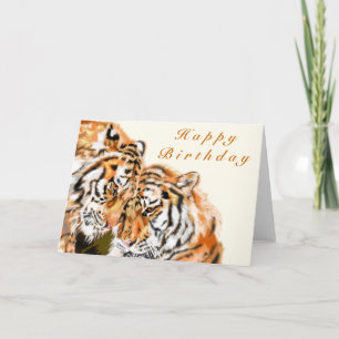 Happy Birthday Card Couple Tigers Custom Text