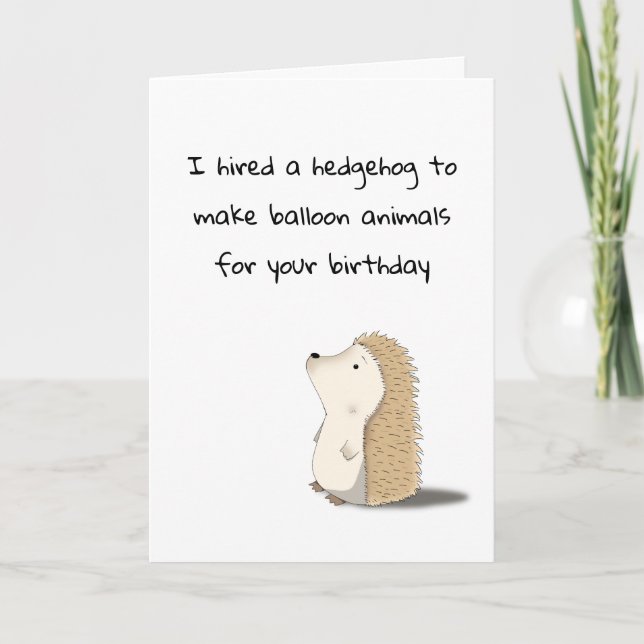 Happy Birthday Card - Cute Hedgehog Balloon Artist (Front)