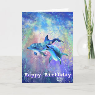 Happy Birthday Card Dolphins Couple