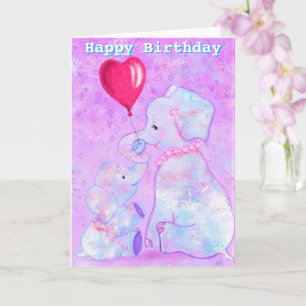 Happy Birthday Card Elephant Mum and Baby