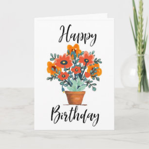 Happy Birthday Card Flower Pot