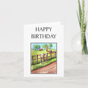 Happy Birthday Card, Folk Art Painting Print Card