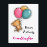 Happy Birthday Card for Granddaughter<br><div class="desc">Happy Birthday Card for Granddaughter,  This little Kitten is floating by with a couple of colourful balloons. A cute cat design that is whimsical and happy. The right fit for any thinking of you occasion or a Happy Birthday gift or goodie to your granddaughter.</div>
