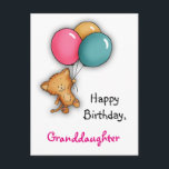 Happy Birthday Card for Granddaughter<br><div class="desc">Happy Birthday Card for Granddaughter,  This little Kitten is floating by with a couple of colourful balloons. A cute cat design that is whimsical and happy. The right fit for any thinking of you occasion or a Happy Birthday gift or goodie to your granddaughter.</div>