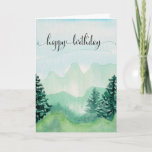 Happy Birthday Card For Him, Watercolor Mountains<br><div class="desc">Happy Birthday Card For Him,  Watercolor Mountains.</div>