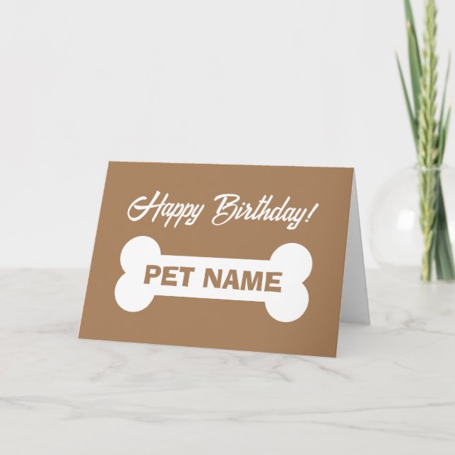Happy Birthday card for pet dog with cute big bone (Front)