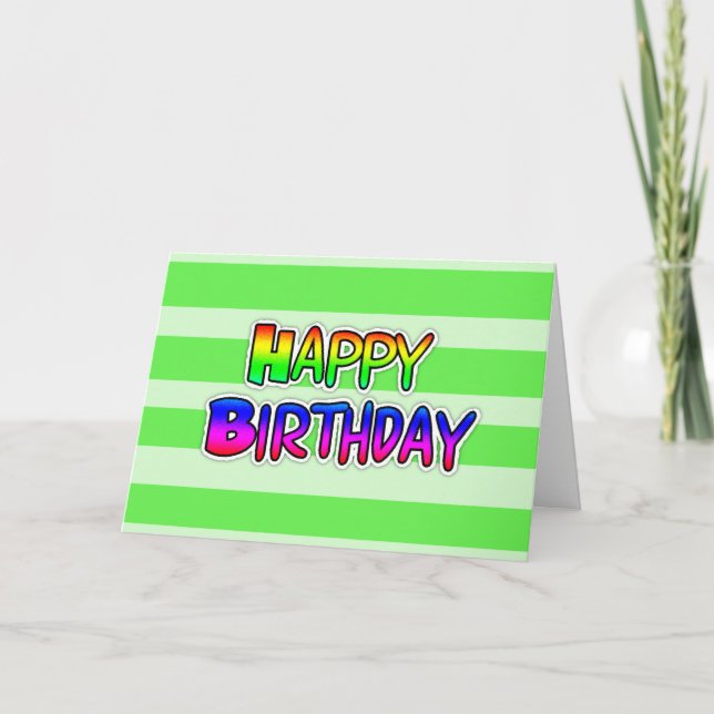 Happy Birthday Card, gender neutral green Cupcake Card (Front)