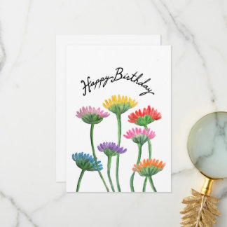 Happy birthday card, greeting card with florals