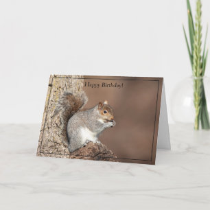 Happy Birthday Card Grey Squirrel