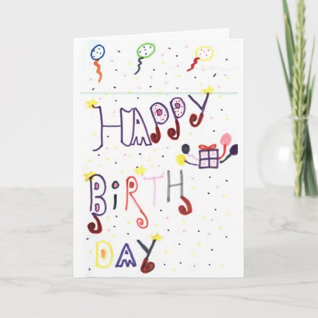Happy Birthday Card - Handmade Kids' Drawing! (Front)