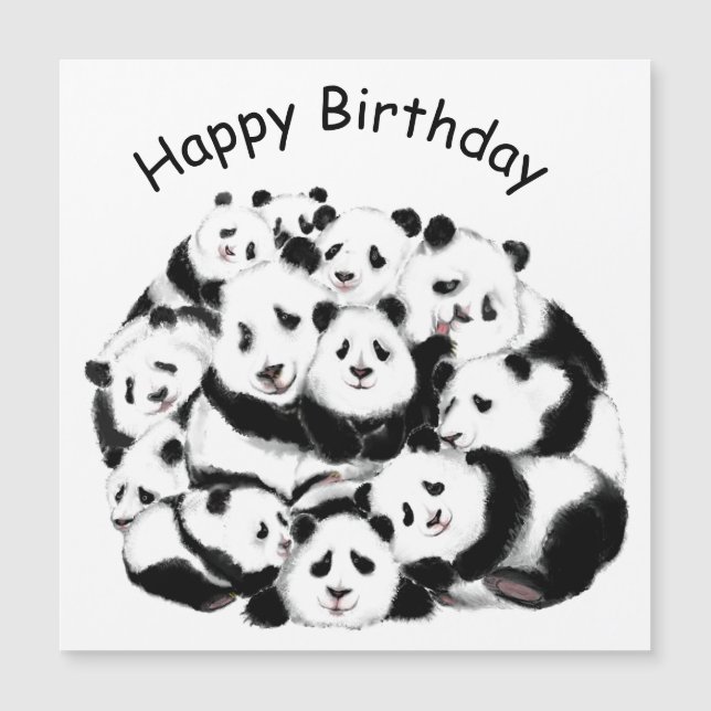 Happy Birthday Card Happy Pandas Family Big Hug (Front)