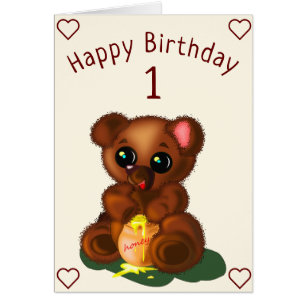 Happy Birthday Card Honey Bear - Add Year