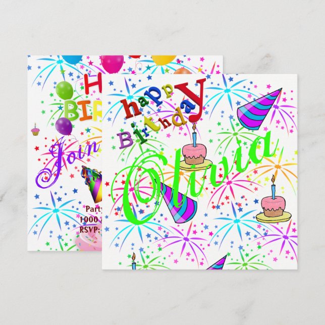 Happy Birthday Card Invitation (Front/Back)