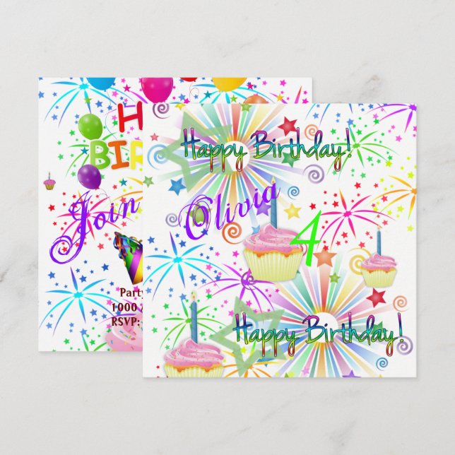 Happy Birthday Card Invitation (Front/Back)