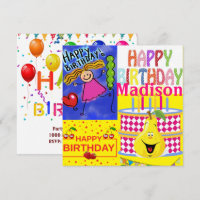 Happy Birthday Card Invitation Cake Pear Fruit