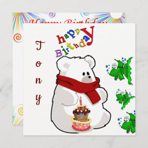 Happy Birthday Card Invitation Polar Bear