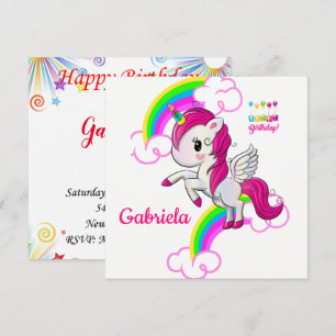 Happy Birthday Card Invitation Unicorn
