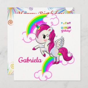 Happy Birthday Card Invitation Unicorn