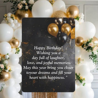 Happy Birthday Card - Joyful Wishes, Balloons & C
