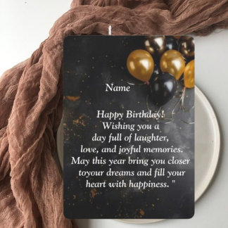 Happy Birthday Card - Joyful Wishes, Balloons & C