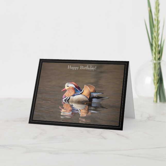 Happy Birthday Card Mandarin Duck (Front)