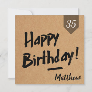 Happy Birthday card - Men - rustic kraft paper