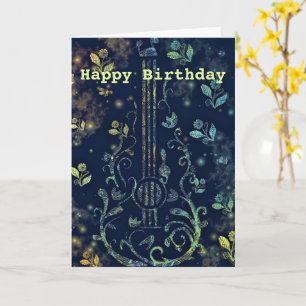 Happy Birthday Card Musical Flowers Guita