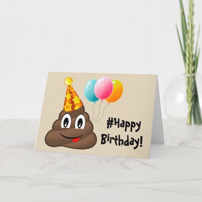 #Happy Birthday Card: Party Poop Emoji Card (Front)