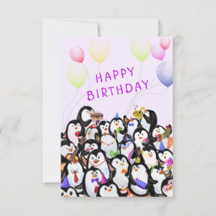 Happy Birthday Card Penguins Birthdays Party