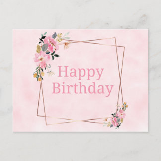 Happy Birthday Card - Pink Flowers