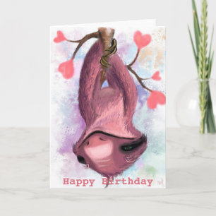 Happy Birthday Card Playful Romantic Sloth