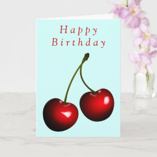 Happy Birthday Card Red Cherry Sweet