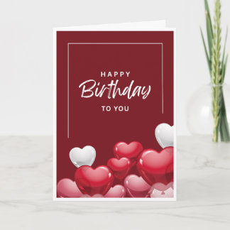 Happy Birthday Card — Red Heart Balloons Birthday