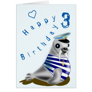 Happy Birthday Card Seal Sailor Your Age Year