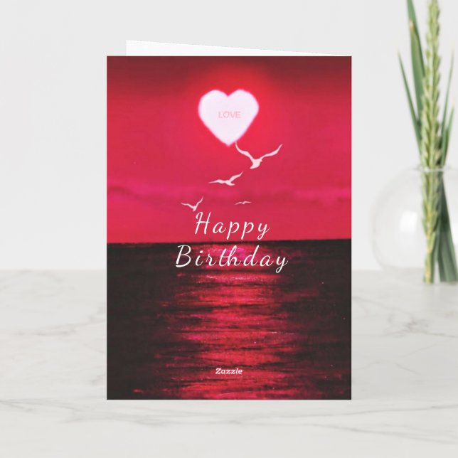 Happy Birthday Card Sunset - Romantic (Back)