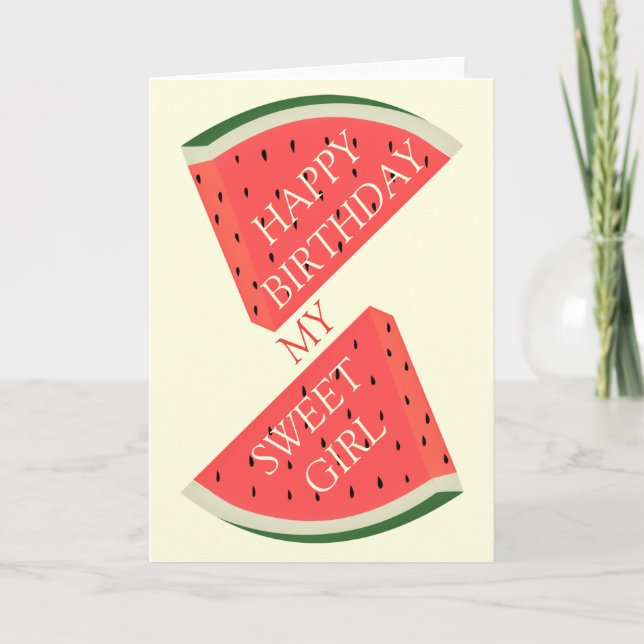 Happy Birthday Card Sweet Watermelon - Love (Front)