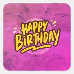 Happy Birthday, Card, Text Square Sticker