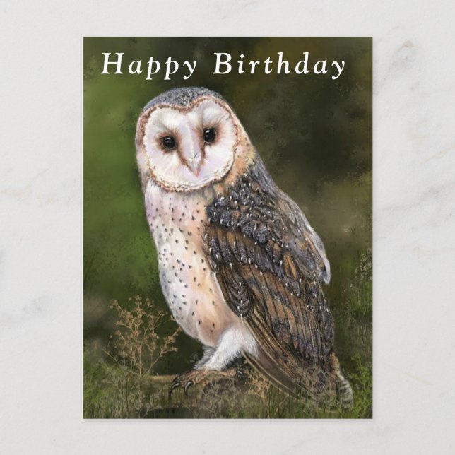 Happy Birthday Card Western Barn Owl (Front)