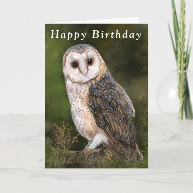 Happy Birthday Card Western Barn Owl (Front)