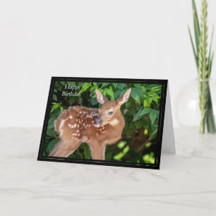 Happy Birthday Card White-Tailed Deer Fawn