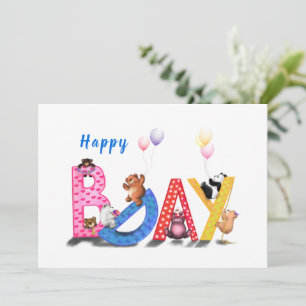 Happy Birthday Card with Baby Bears Party