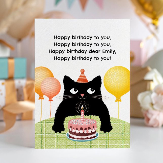 Happy Birthday card with cat, cake and candle (Creator Uploaded)
