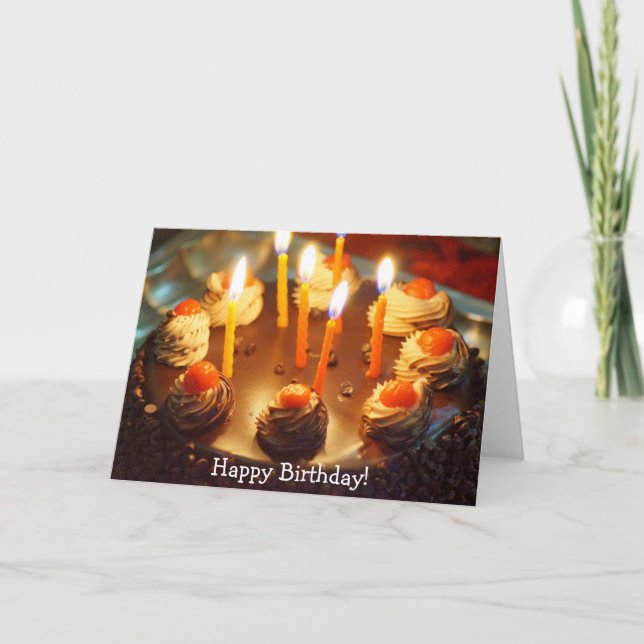 Happy Birthday Card with Chocolate Cake (Front)